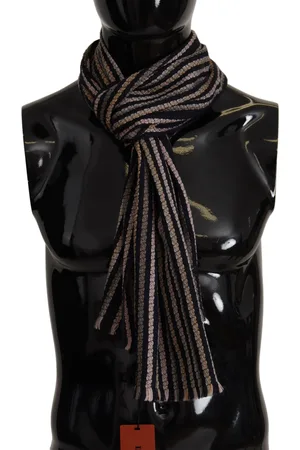 Missoni Stripes Wool Knit Fringe Shawl Scarf