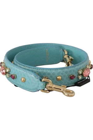 Dolce & Gabbana Blue Crystals Leather Bag Shoulder Strap