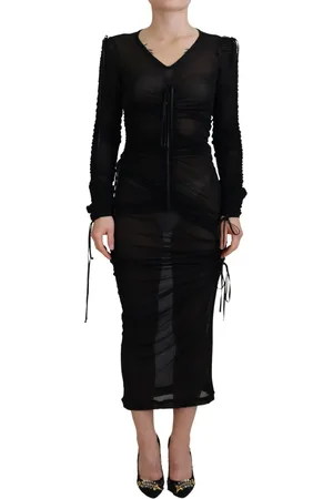 Dolce & Gabbana Viscose Bodycon Sheath Midi Dress - IT36|XXS