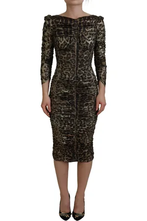 Dolce & Gabbana Leopard Bodycon Sheath Midi Dress - IT38 | XS