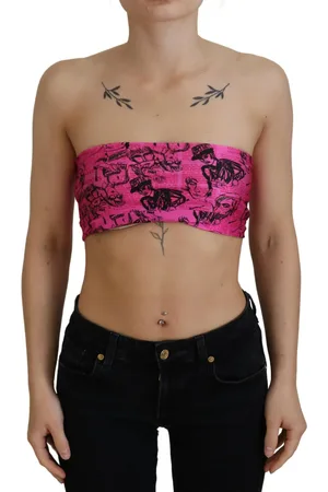 John Galliano Newspaper Print Bra Cropped Blouse - XS