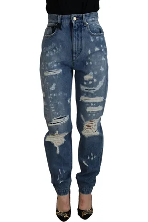 Dolce & Gabbana Tattered Skinny Denim Cotton Jeans - IT38|XS