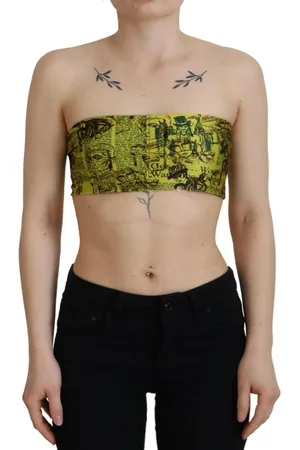John Galliano Graphic Print Nylon Strapless Cropped Top - IT38|XS