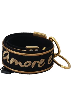 Dolce & Gabbana Black Gold Logo Print Brass Bag Shoulder Strap