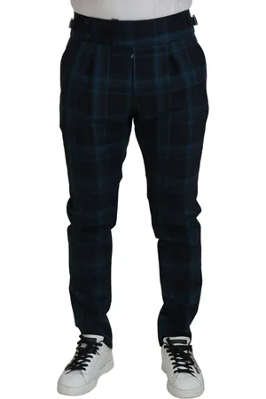 Dolce & Gabbana Purple Plaid Wool Trousers Pants - IT44 | XS