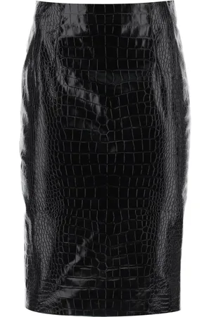 VERSACE Croco-effect leather pencil skirt - 42