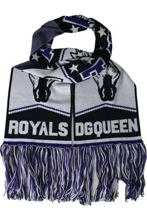 Dolce & Gabbana Wool DG Queen Wrap Fringe Scarf