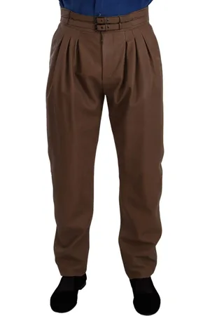 Dolce & Gabbana Leather Tapered High Waist Pants - IT48 | M