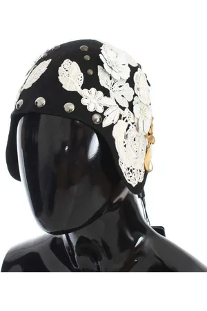 Dolce & Gabbana Wool White Floral Gold Leaf Hat