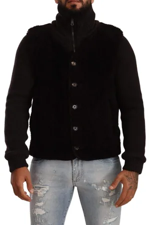 Dolce & Gabbana Leather s Turtle Neck Coat Jacket - IT48 | M