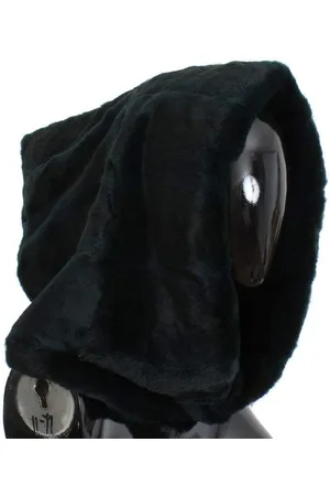 Dolce & Gabbana Green Weasel Fur Crochet Hood Scarf Hat