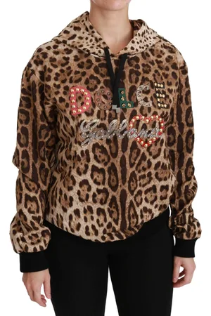 Dolce & Gabbana Hooded Studded Ayers Leopard Sweater - IT36 | S
