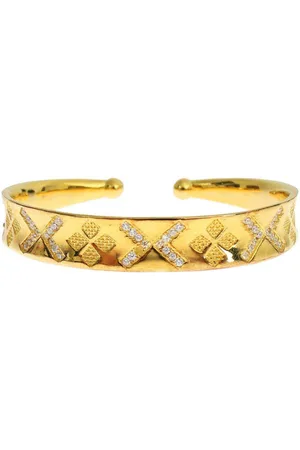 Nialaya CZ Gold Sterling 925 Bangle Bracelet - M