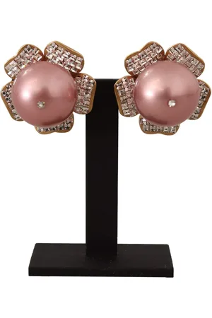 Dolce & Gabbana Tone Maxi Faux Pearl Floral Clip-on Jewelry Earrings