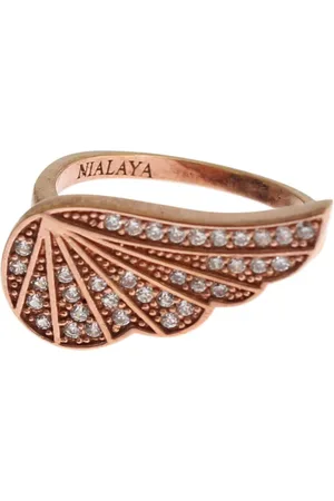 Nialaya Gold 925 Silver Womens Clear CZ Ring - EU48 | US4.5
