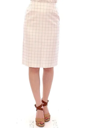 ANDREA INCONTRI Cotton Checkered Pencil Skirt - IT42|M