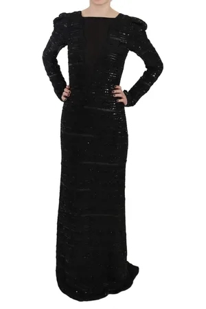 John Richmond Silk Full Length Sequined Gown Dress - IT40|S