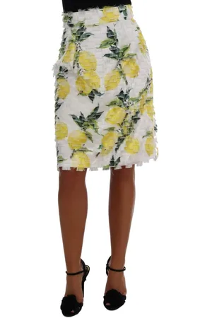 Dolce & Gabbana Lemon Print Fringe Pencil Skirt - IT40|S