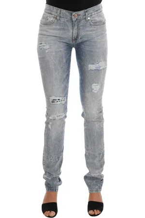 VERSACE Women Wash Torn Stretch Slim Fit Jeans - W26