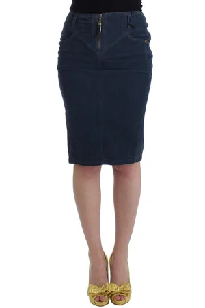 Roberto Cavalli Women Dark Corduroy Pencil Skirt - IT40|S