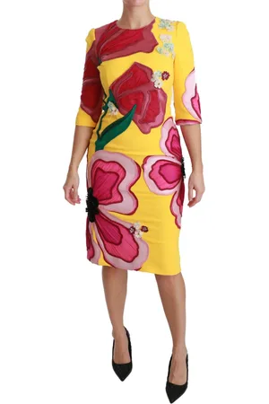 Dolce & Gabbana Floral Crystal Bodycon Sheath Dress - IT40|S