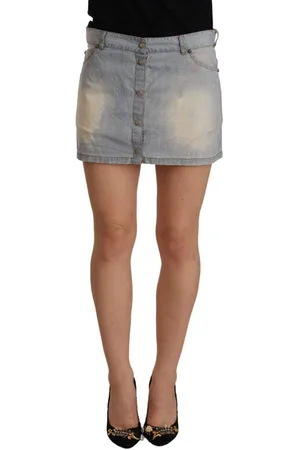 ERMANNO SCERVINO Mid Waist Denim Mini Cotton Skirt - IT40|S