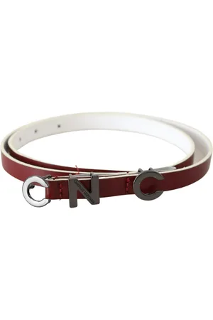Costume National Maroon Leather Logo Skinny Fashion - 85 cm / 34 Inches