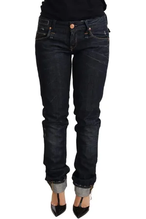 ACHT Dark Cotton Slim Fit Folded Hem Denim Trouser Jeans - W26