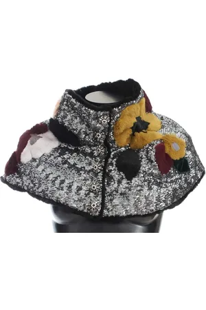 Dolce & Gabbana Sequined Floral Weasel Fur Shoulder Scarf Wrap - IT42|M