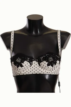 Dolce & Gabbana Black Polka Dot Satin Lace Balconette Bra - IT1 | XS