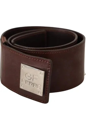 Costume National Leather Silver Buckle Waist Belt - 85 cm / 34 Inches