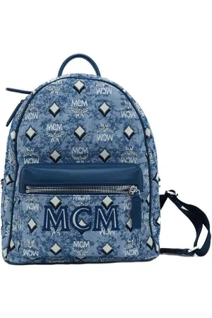 MCM Stark Vintage Jacquard Monogram Logo Fabric Backpack Bookbag