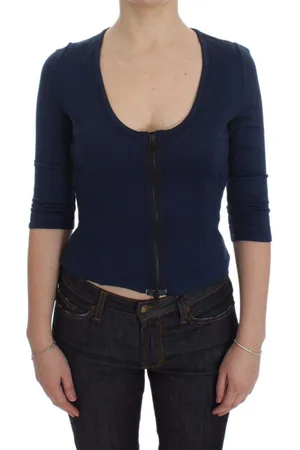 Exte Cotton Top Zipper Deep Crew-neck Sweater - IT40|S