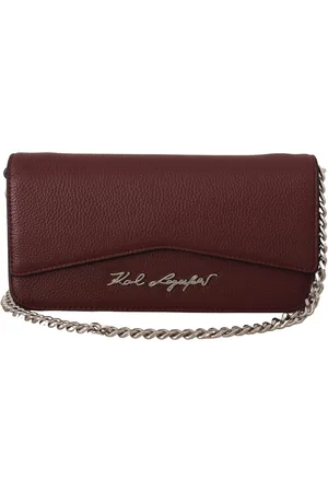 Karl Lagerfeld Wine Leather Evening Clutch Bag