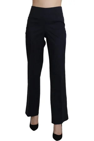 Bencivenga Navy High Waist Straight Dress Trouser Pants - IT46|XL