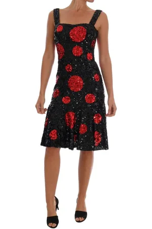 Dolce & Gabbana Red Polka Sequined Shift Dress - IT40|S