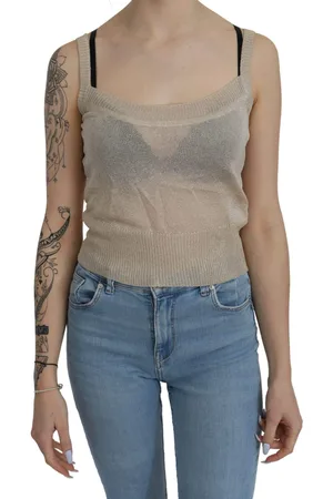 Byblos Women Sleeveless Spaghetti Strap Tank See Through Top - IT46|XL