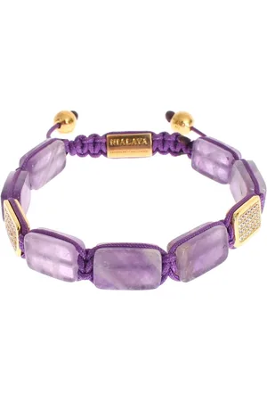 Nialaya CZ Amethyst 18K Gold 925 Bracelet - M