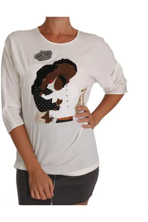 Dolce & Gabbana Silk #dgfamily Crystal T-shirt - IT44|L