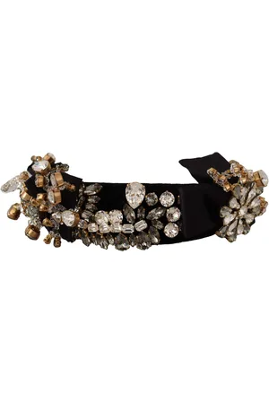 Dolce & Gabbana Clear Crystal Embellished Silk Fiocco Diadem Headband