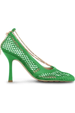 Bottega Veneta STRETCH MESH AND LEATHER 90MM PUMPS | PARAKEET - IT 41