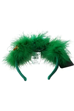 Dolce & Gabbana Silk Fur Crystal Flowers Tiara Headband