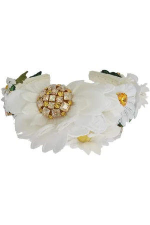 Dolce & Gabbana Yellow White Sunflower Crystal Floral Headband