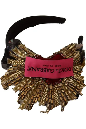 Dolce & Gabbana Black Sacred Heart Logo Embellished Headband Diadem