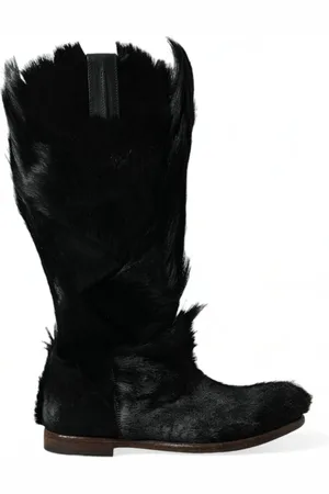 Dolce & Gabbana Gazelle Fur Mid Calf Winter Boots Shoes - EU44/US11