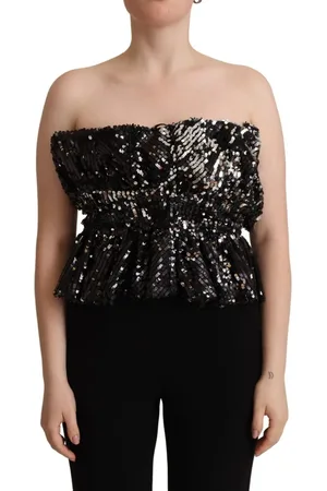 ANIYE BY Sequined Polyester Strapless Cocktail Blouse Top - IT42|M