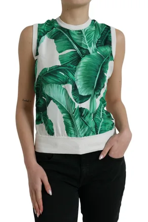 Dolce & Gabbana Banana Leaf Print Crew Neck Tank Top - IT36 | XS