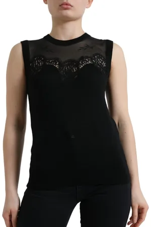 Dolce & Gabbana Cashmere Lace Trim Sleeveless Tank Top - IT38 | XS