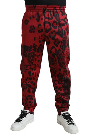 Dolce & Gabbana Red Leopard Stretch Jogger Pants - IT56 | XL