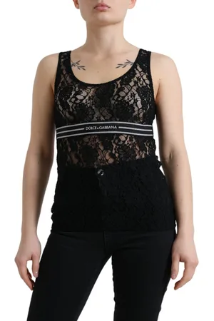 Dolce & Gabbana Logo Stripe Lace Sleeveless Tank Top - IT40|S